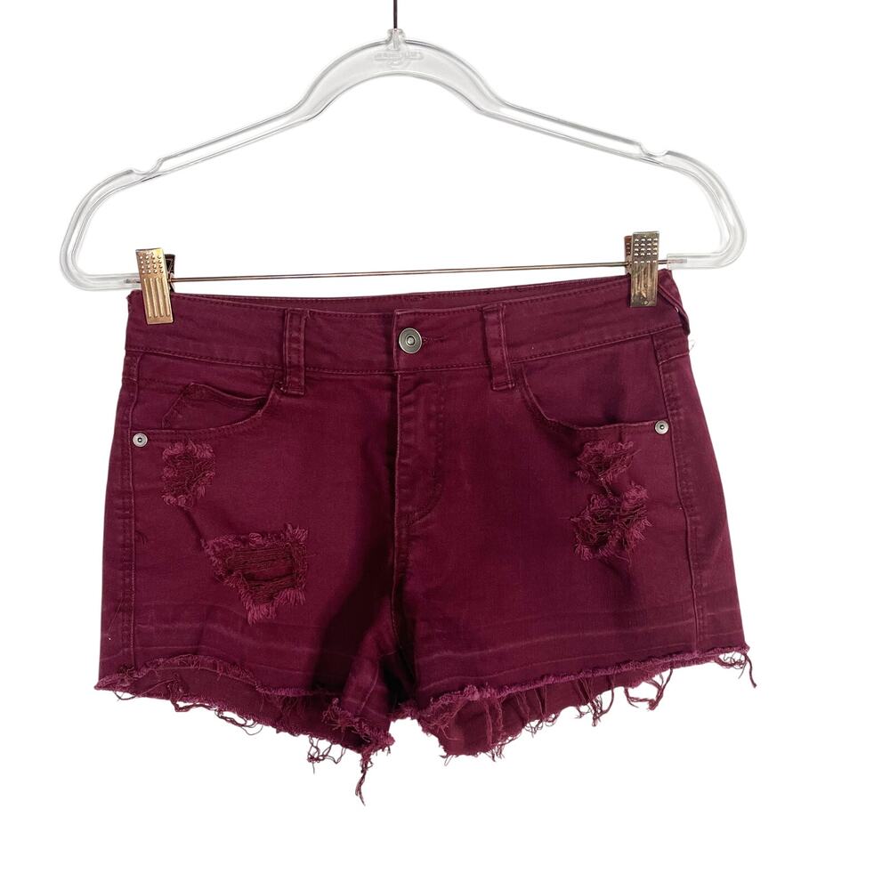 Francescas Harper Red Distressed Cut Off Shorts Womens Size 27 Cotton Stretch